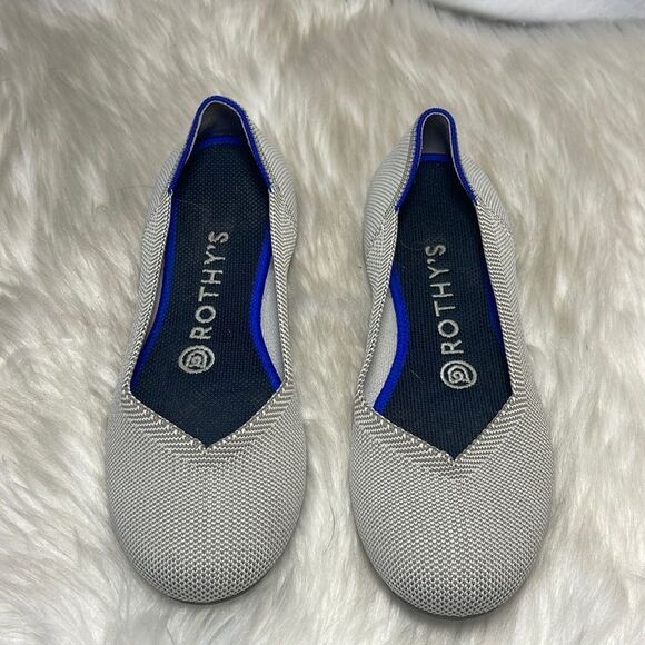 Rothy's The Flat Charcoal Black/White Round Toe Flats Sz 6.5 - Picture 2 of 6